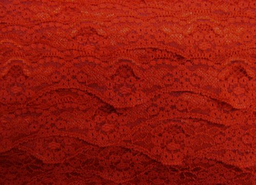 40mm Wave Edge Stretch Floral Lace Trim- Red #277