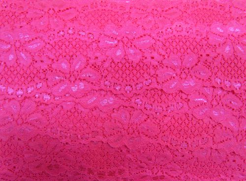 60mm Stretch Lace Trim- Sizzling Pink #352