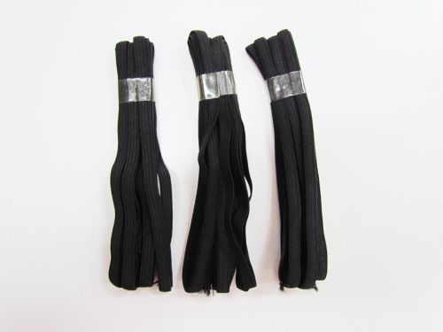 3m pack of 6mm Braided Elastic- Black - 3 Pack Bundle #1018F