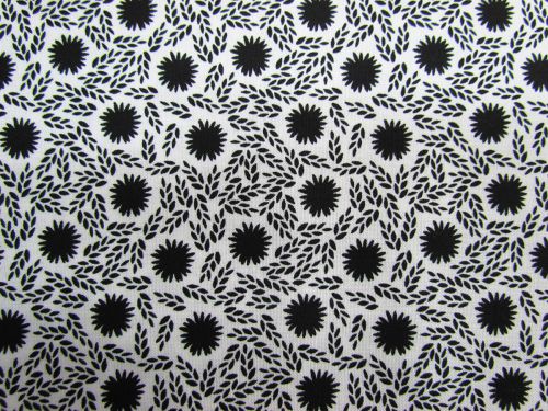 Morning Frost Cotton- Garden Floral Black on White DV2100
