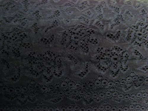 60mm-75mm Stretch Lace Trim- Floral Black #600