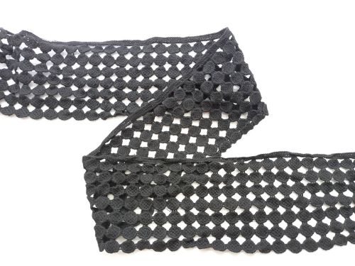 8.5cm Mod Spot Wide Lace Trim- Black #697