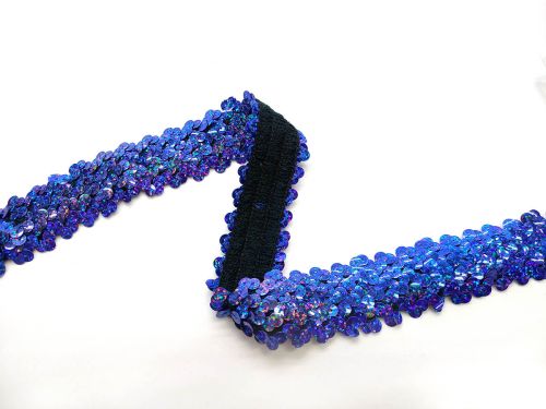 Stretch Sequin Trim- 4 Row- Marine Blue