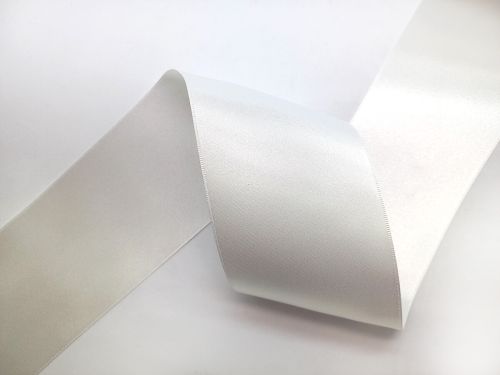 Double Sided Satin Ribbon- 70mm- 1 WHITE