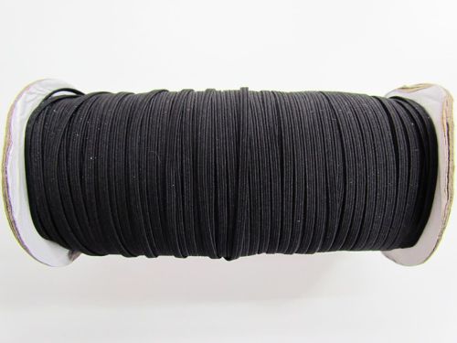 182m Roll of 3mm Braided Elastic- Black- 1005m