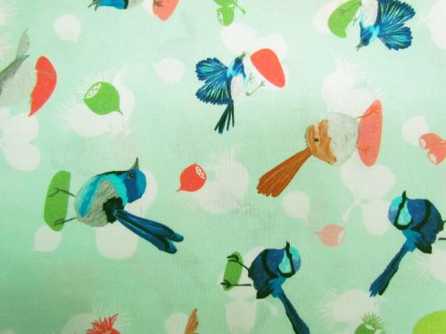 Frolicking Fairy Wrens- Gumnuts- Green