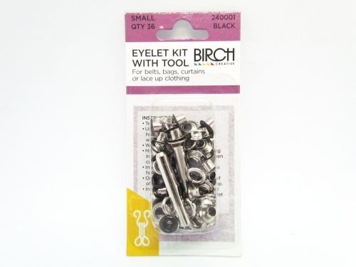 Eyelet Kit with Tool- Small- Black- Pack of 36