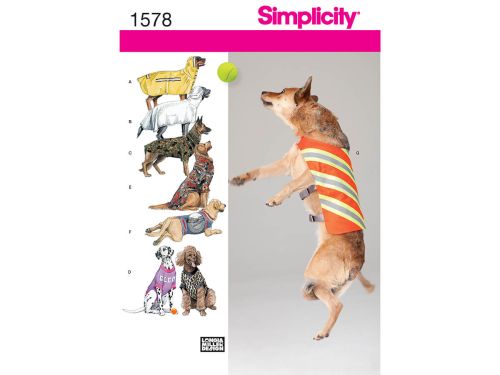 Simplicity Pattern S1578 Large Size Dog Clothes- Size OS (ONE SIZE)