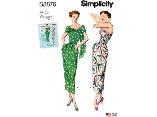 Simplicity Pattern S8876 Misses'/Women's Vintage Dress and Stole- Size AA (10-12-14-16-18)