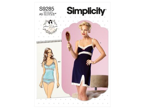 Simplicity Pattern S9285 MISSES CAMI, SLIP, PANTY- Size A5(6-8-10-12-14)