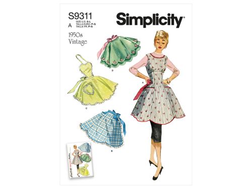 Simplicity Pattern S9311 MISSES' VINTAGE APRONS- Size A (S-M-L)