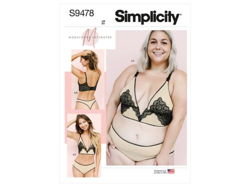 Simplicity Pattern S9478 MISS/PLUS BRA & PANTIES- Size A (ALL SIZES)