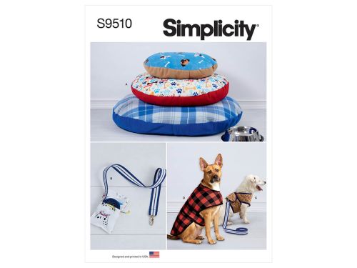 Simplicity Pattern S9510 Dog Beds, Leash with Case, Harness Vest and Coat- Size A (All Sizes in One Envelope)