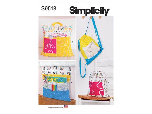 Simplicity Pattern S9513 Backpacks, Reading Pillow, Bed Organizer- Size OS (One Size Only)