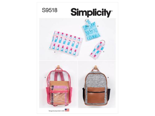 Simplicity Pattern S9518 Backpacks and Accessories- Size OS (One Size Only)