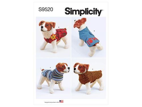 Simplicity Pattern S9520 Dog Coats- Size A (XS-S-M-L-XL)