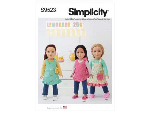 Simplicity Pattern S9523 18" Doll Clothes- Size OS (One Size Only)