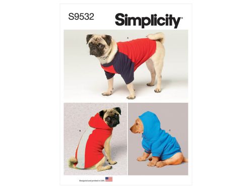 Simplicity Pattern S9532 Pet Clothes- Size A (XS-S-M-L-XL)