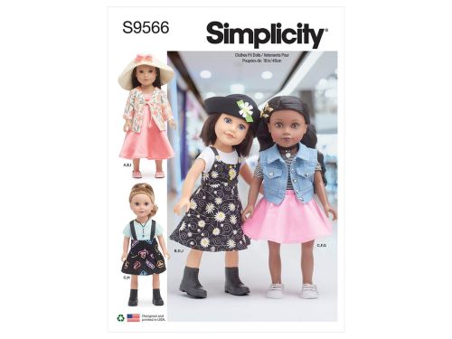 Simplicity Pattern S9566 18" Doll Clothes- Size OS (One Size Only)