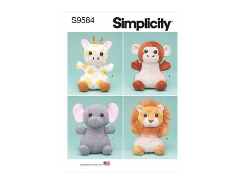 Simplicity Pattern S9584 PLUSH ANIMALS- Size OS (One Size Only)