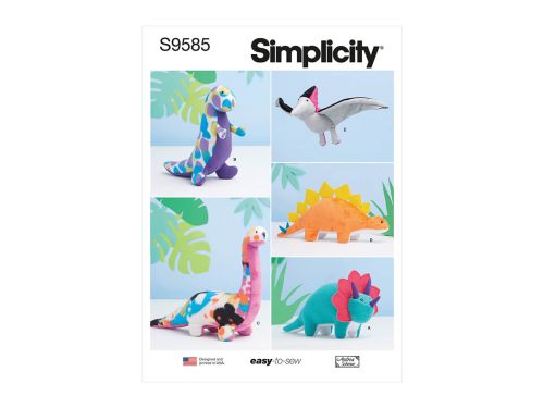 Simplicity Pattern S9585 PLUSH DINOSAURS- Size OS (One Size Only)