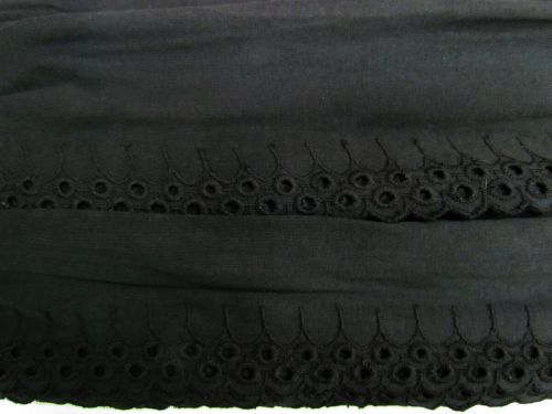 Cotton Jersey Broderie Trim- Black #880