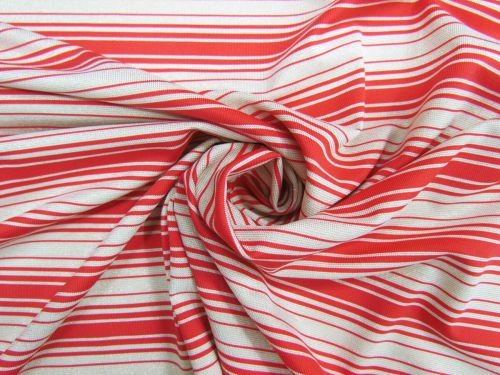 Red And Gold Stripe Lurex Spandex #7812