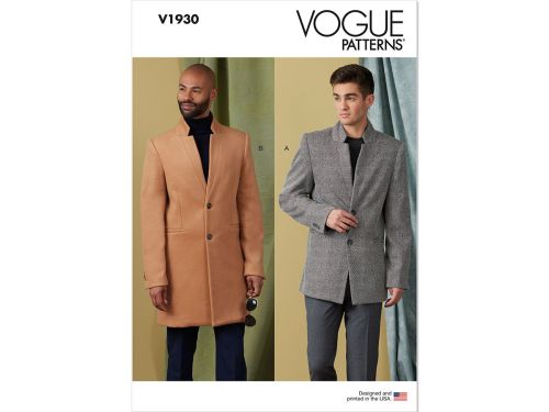 Vogue Pattern V1930 Men's Coat- Size 40-42-44-46