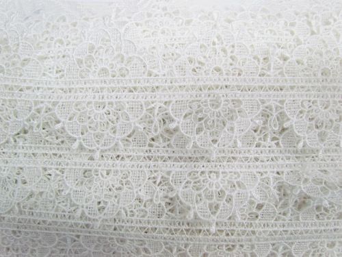 70mm Double Edge Mandala Lace Trim- White #T018