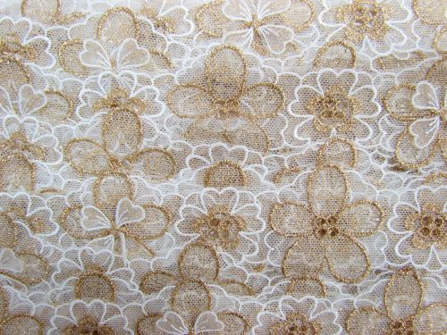 45mm Fairy Garden Lace- White & Gold #T025