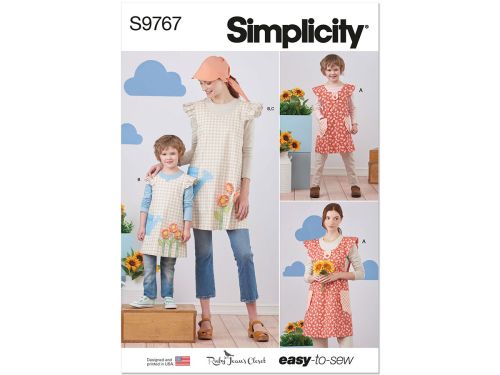 Simplicity Pattern S9767 Children's and Misses' Wrap Around Apron and Scarf Hat by Ruby Jean's Closet- Size A (S - L / S - L)