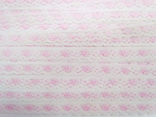 12mm Rose Garden Lace Trim- Pink And White #T136