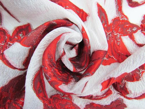 Flaming Lotus Brocade On Crinkle Organza #9604