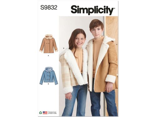 Simplicity Pattern S9832 Girl / Boy Jacket / Coat- Size A (7-8-10-12-14)