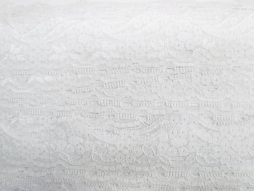 35mm Wave Edge Stretch Floral Lace- White #T289