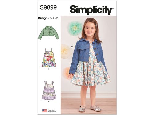 Simplicity Pattern S9899 TODDLERS' JACKET AND DRESSES- Size A (1/2-1-2-3-4)