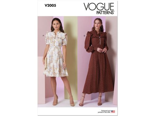 Vogue Pattern V2005 MISSES' DRESS IN TWO LENGTHS WITH SLEEVE VARIATIONS- Size H5(6-8-10-12-14)