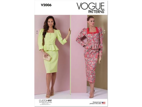 Vogue Pattern V2006 MISSES' TWO PIECE DRESS- Size B5(8-10-12-14-16)