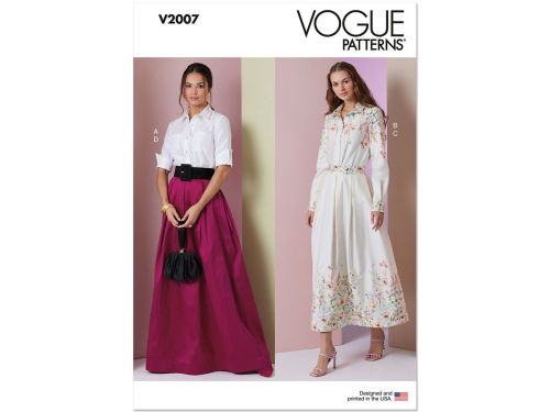 Vogue Pattern V2007 MISSES' TWO PIECE DRESS- Size B5(8-10-12-14-16)