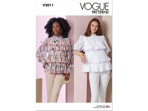 Vogue Pattern V2011 MISSES' TOP WITH SLEEVE VARIATIONS- Size B5(8-10-12-14-16)