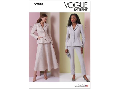 Vogue Pattern V2018 MISSES' JACKET, SKIRT AND PANTS- Size D5 (4-6-8-10-12)