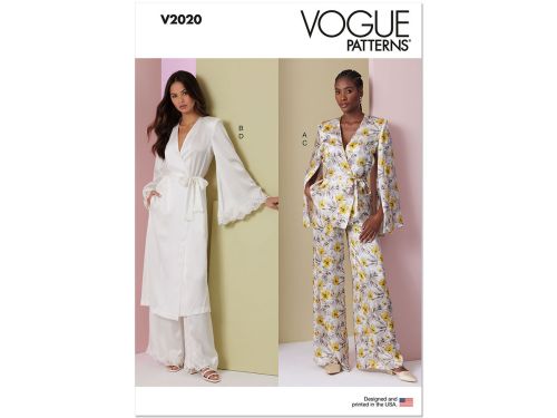 Vogue Pattern V2020 MISSES' LOUNGE TOP, ROBE AND PANTS- Size B5(8-10-12-14-16)