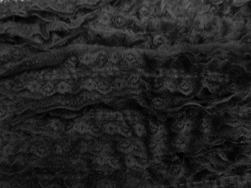 35mm Victoria Ruffle Tulle And Lace Trim- Black #T474