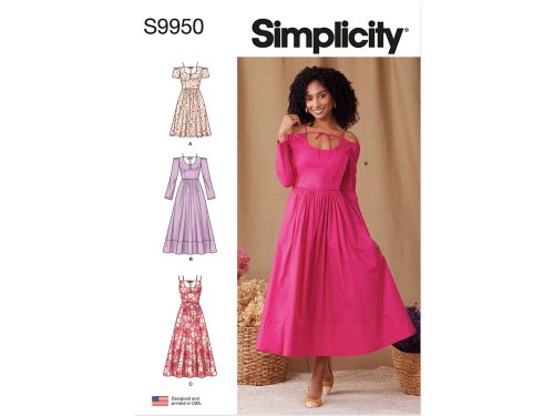 Simplicity Pattern S9950 MISSES' DRESS WITH SLEEVE AND LENGTH VARIATIONS- Size Y5 (18-20-22-24-26)