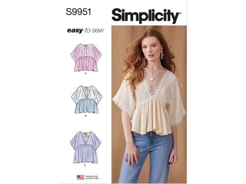 Simplicity Pattern S9951 MISSES' TOP IN TWO LENGTHS- Size Y5 (18-20-22-24-26)