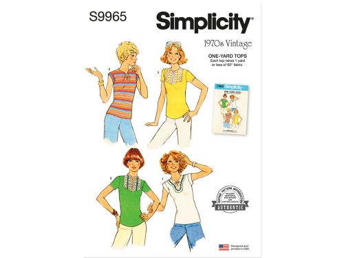 Simplicity Pattern S9965 MISSES' KNIT TOPS- Size A (6-8-10-12-14-16)