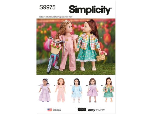 Simplicity Pattern S9975 18" DOLL CLOTHES- Size OS (ONE SIZE)