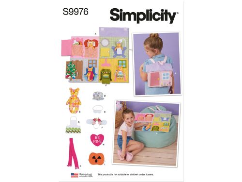 Simplicity Pattern S9976 DOLL HOUSE BACKPACK WITH BEAR- Size OS (ONE SIZE)