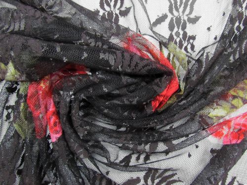 *Seconds* Gothic Blooms Stretch Mesh #11936