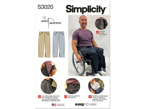 Simplicity Pattern S3020 UNISEX SKIRT / PANTS- Size AA (34-36-38-40-42)
